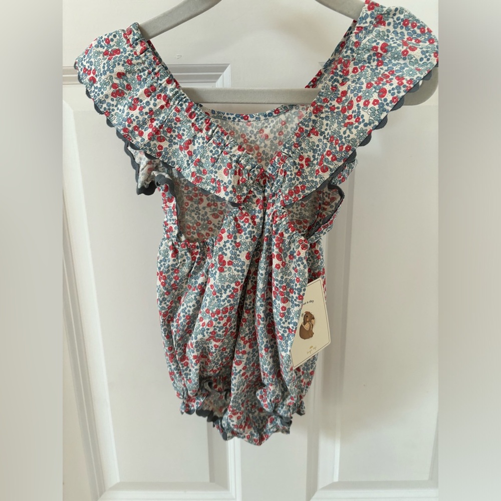 NEW Konges Slojd Verbena cotton romper in Bibi Blue floral 12 months - Picture 6 of 9